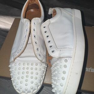 Christian Louboutin White Spiked Sneakers